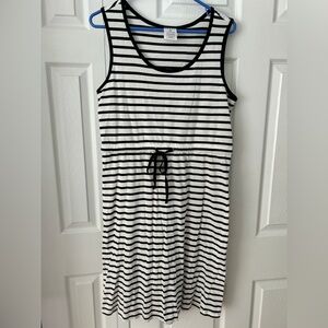 Serra Black and White Striped Sleeveless dress